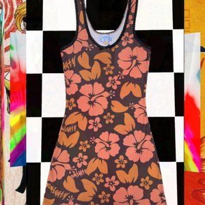 OMIGHTY HIBISCUS TANK DRESS IN MOCHA, Size M